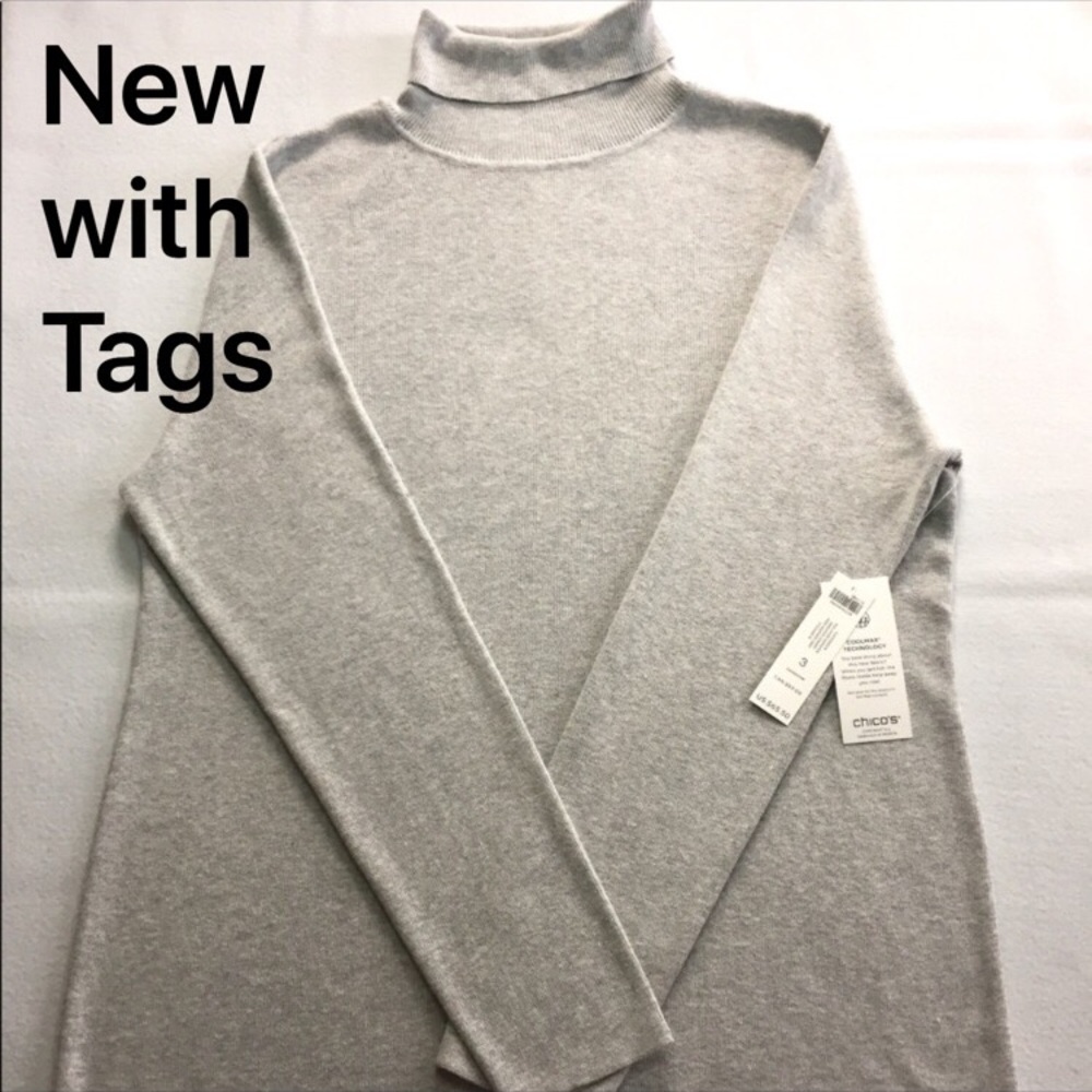 Chico’s Coolmax Turtleneck Heather Gray (XL) NWT